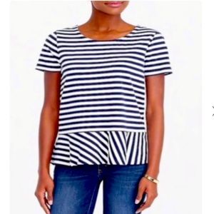 Jcrew Factory Navy Striped Peplum Top
